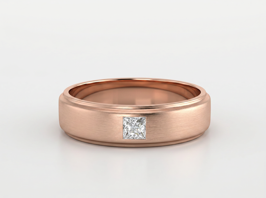 Men’s Princess Cut Solitaire Diamond Band | Classic Minimal Setting