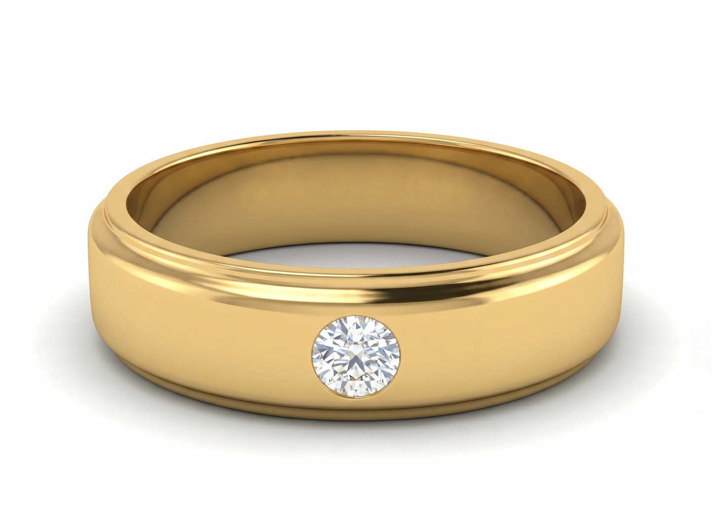 men’s round brilliant solitaire diamond band | classic minimal setting