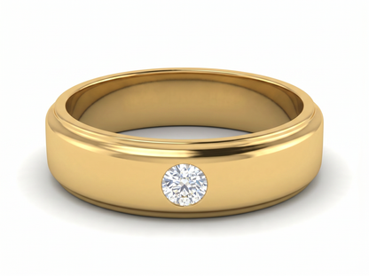 Men’s Round Brilliant Solitaire Diamond Band | Classic Minimal Setting