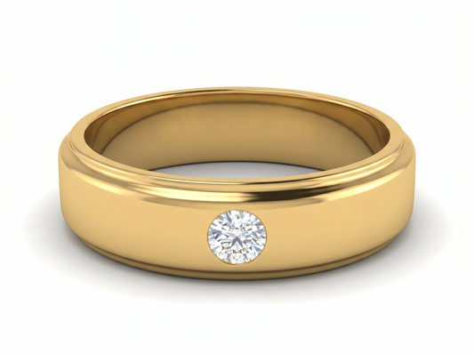 Men’s Round Brilliant Solitaire Diamond Band | Classic Minimal Setting