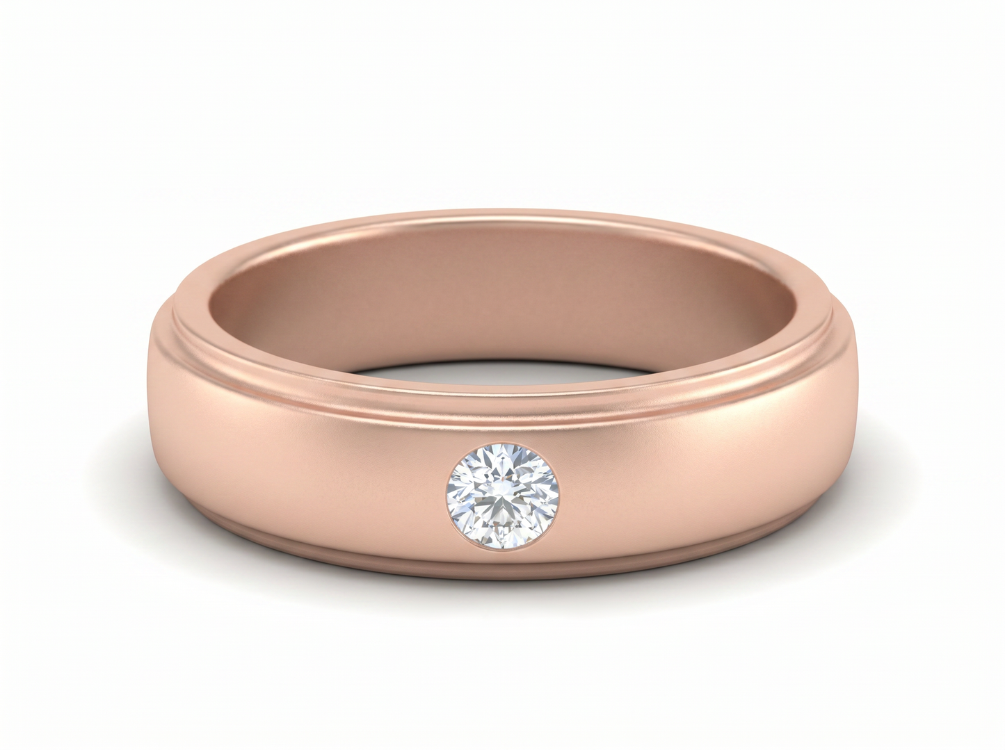 men’s round brilliant solitaire diamond band | classic minimal setting