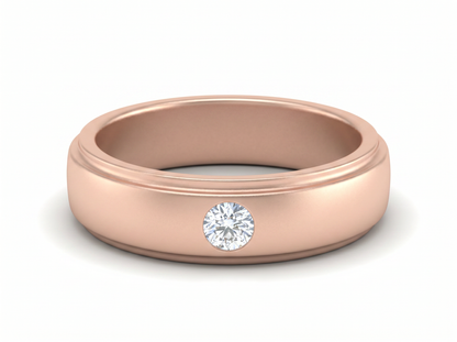 Men’s Round Brilliant Solitaire Diamond Band | Classic Minimal Setting