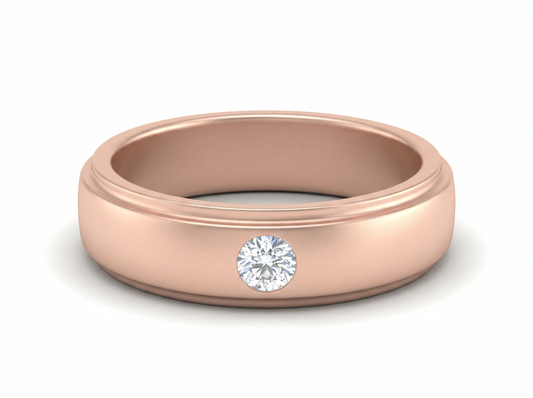 Men’s Round Brilliant Solitaire Diamond Band | Classic Minimal Setting