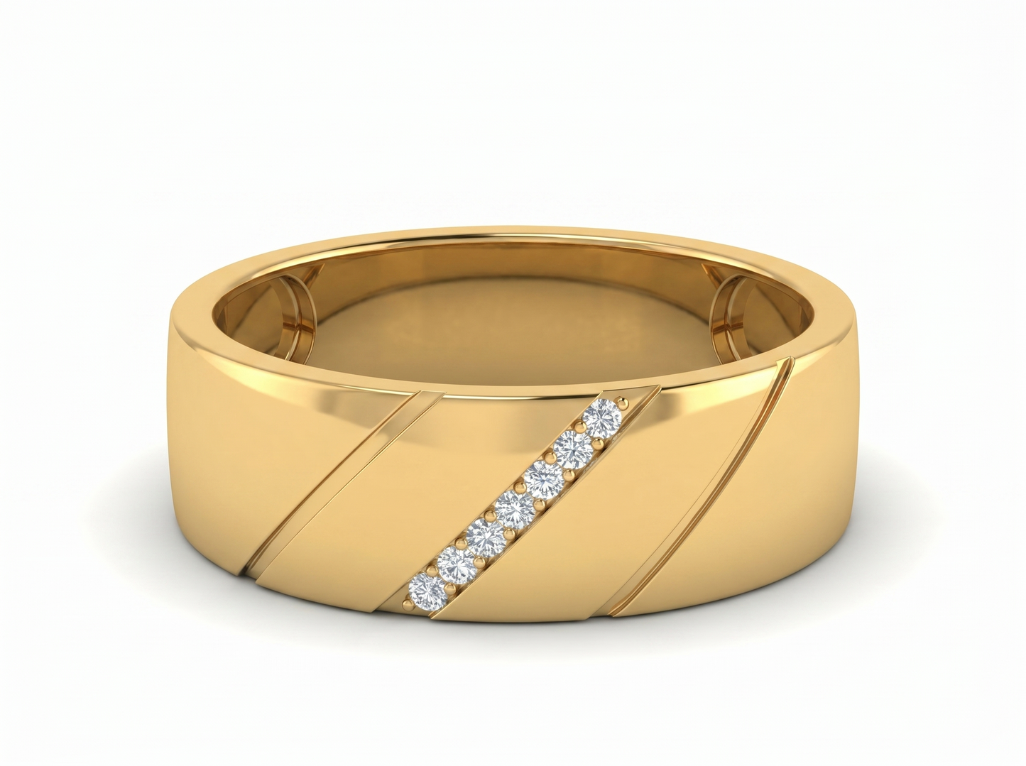 men’s seven stone round diamond band | brushed finish classic setting