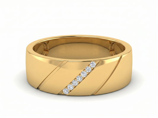 Men’s Seven Stone Round Diamond Band | Brushed Finish Classic Setting