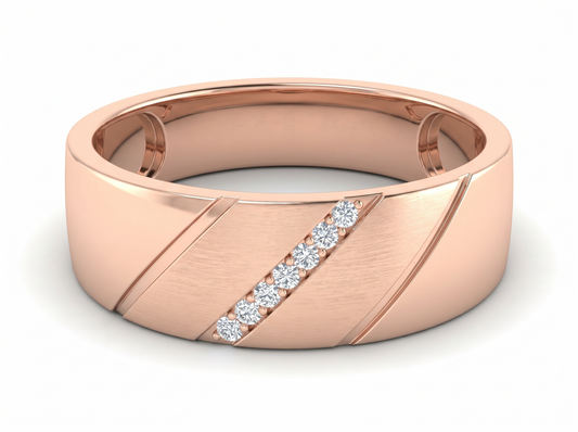 Men’s Seven Stone Round Diamond Band | Brushed Finish Classic Setting