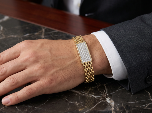 Diamond Mesh Link Bracelet | Classic Grid Panel Design