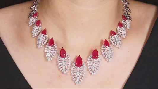 Crimson Petal Diamond Necklace Set