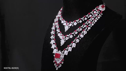 Scarlet Cascade Layered Diamond Necklace Set