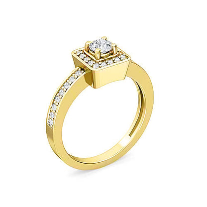 Round Brilliant Diamond Square Halo Engagement Ring | Unique Square Halo Setting