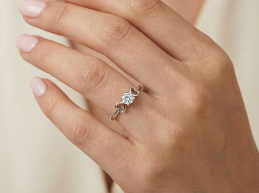 Round Brilliant Diamond Heart Shape Solitaire Engagement Ring | Romantic Heart Setting